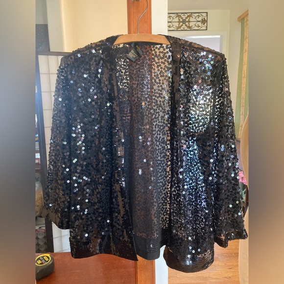 TWIGGY LONDON Sheer Sequin Open Cardigan. XL RUNS SMALL SO SPARKLY! - Picture 7 of 7